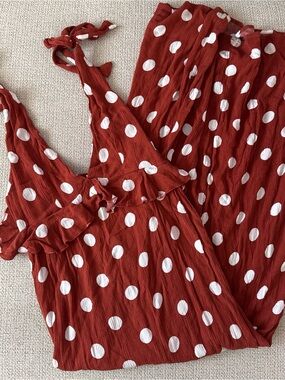 Forever 21 Rust Polka Dot Maxi Dress with White Dots